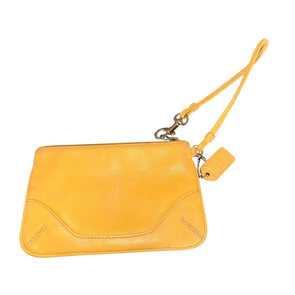 Coach Mustard Leather Wristlet Clutch